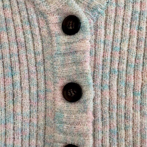 Isalis Pastel Rainbow Knit Button Up Tank - Picture 3 of 4